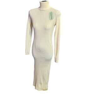 NINOVINO WHITE FORM FITTING TURTLENECK LONG DRESS SZ S NWT
